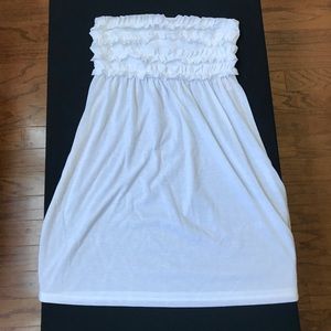 White ruffle beach coverup dress.